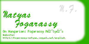 matyas fogarassy business card